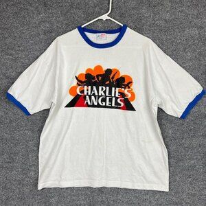 Vintage 90’s “Charlie’s Angels” USA Ringer‎ T-Shirt White Size X-Large Cotton
